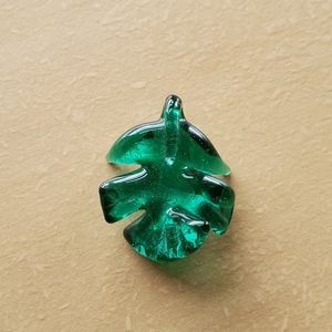 Monstera Deliciosa Plant Leaf Glass Green Pendant Charm